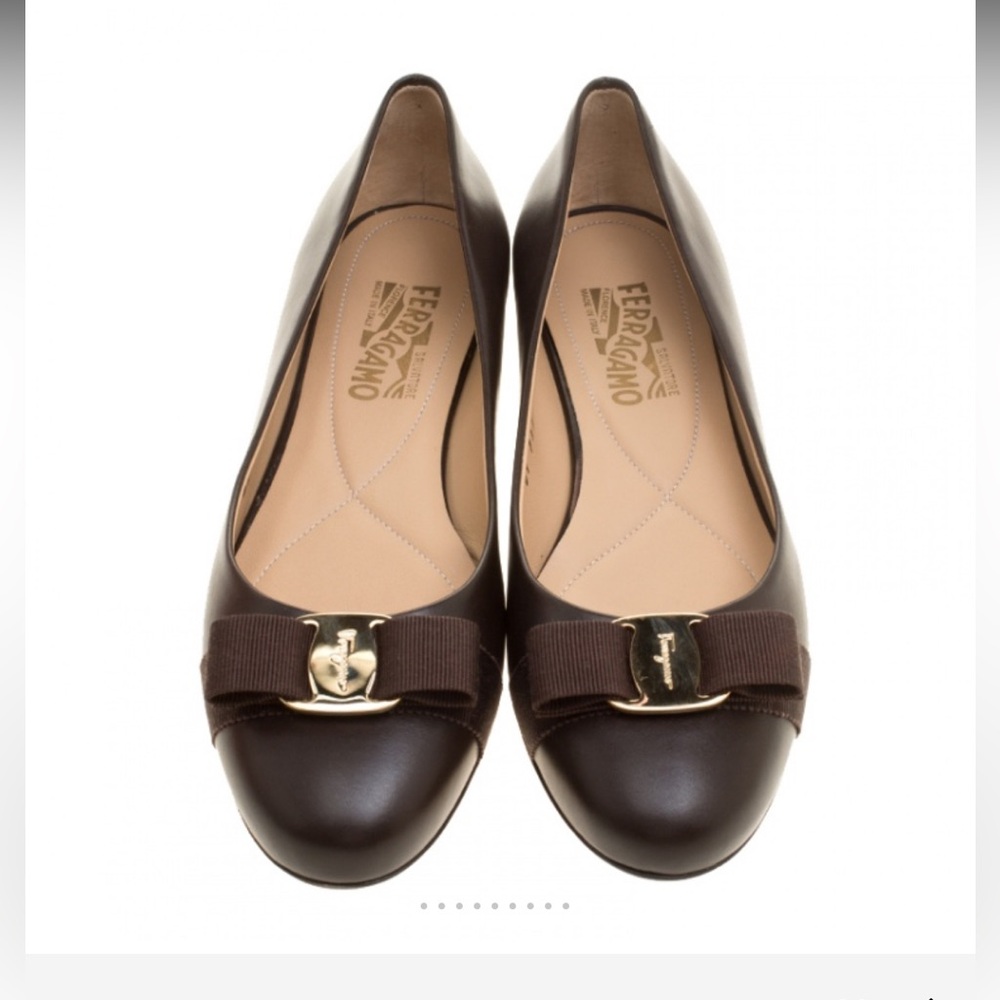 Salvatore Ferragamo Black Leather Flats